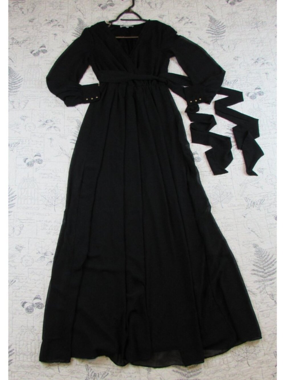 Baltic Born Lydia Maxi Dress Black Long sheer slv Gown Womens minimalist sz XS - Picture 3 of 8